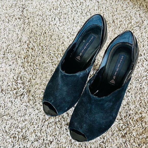 STEVEN by Steve Madden Sweatime black patent leather and black suede d’Orsay hee - Picture 3 of 7